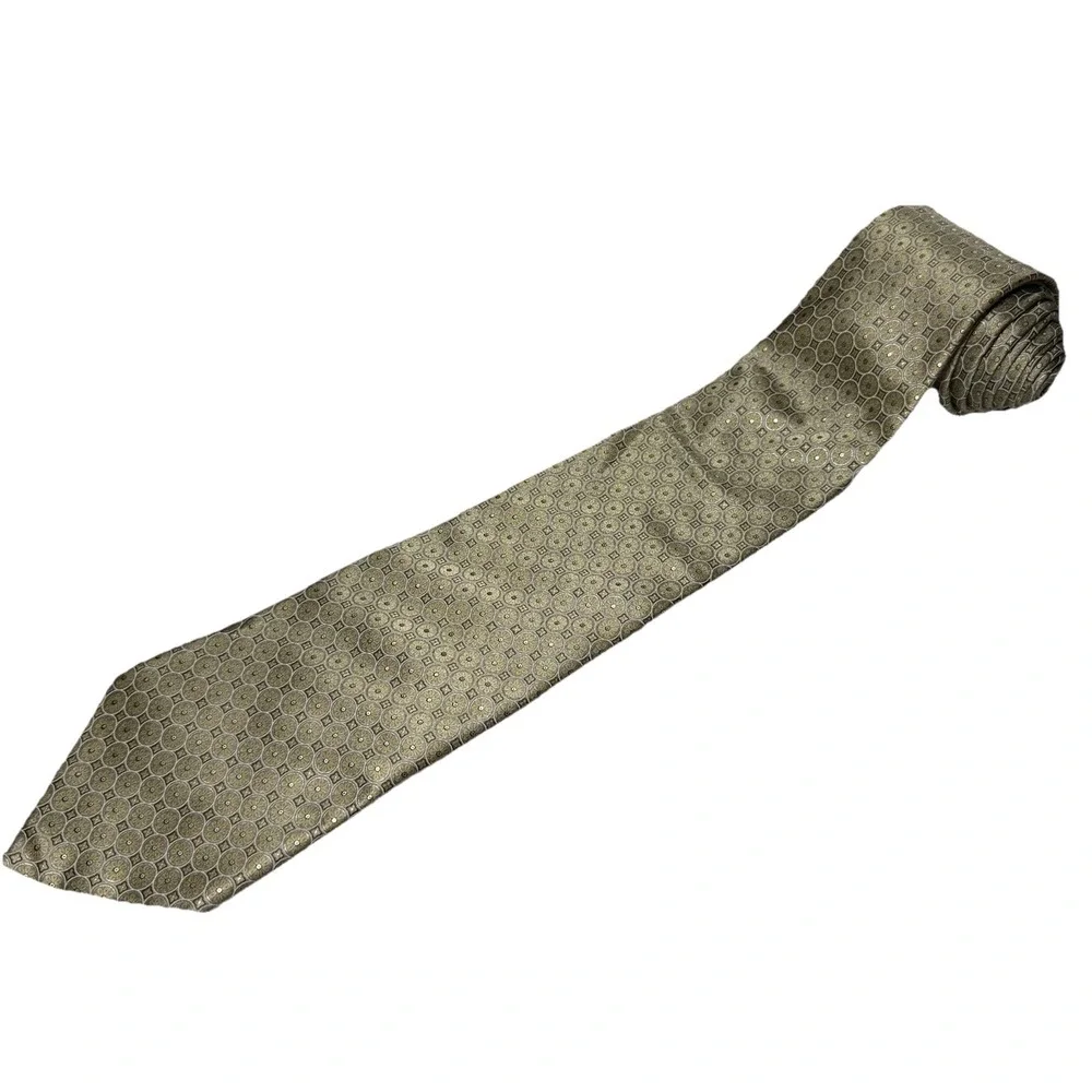 Stafford Gold Geometric Medallion 100% Silk Necktie Mens Classic Formal Tie